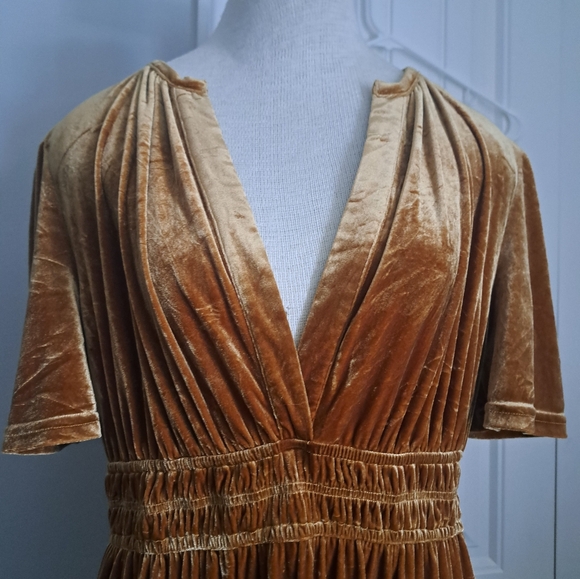 BALTIC Born Artemis Velvet Tiered Maxi Dress Dark Spice RUST BRONZE Boho XL - Picture 5 of 11